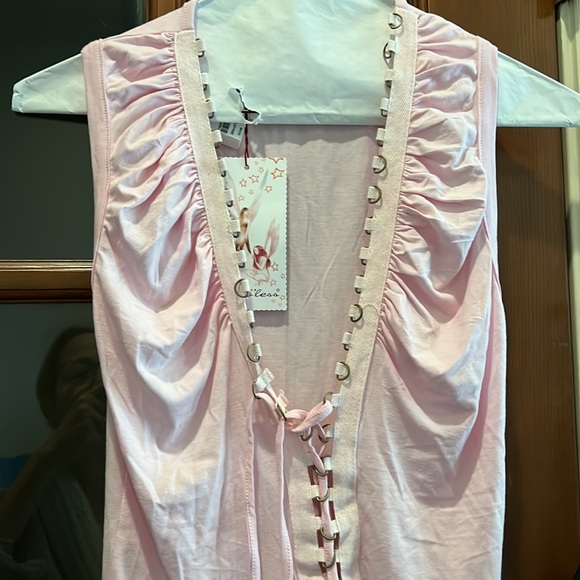 Pink small Diab’less lace up front tshirt - Picture 3 of 7